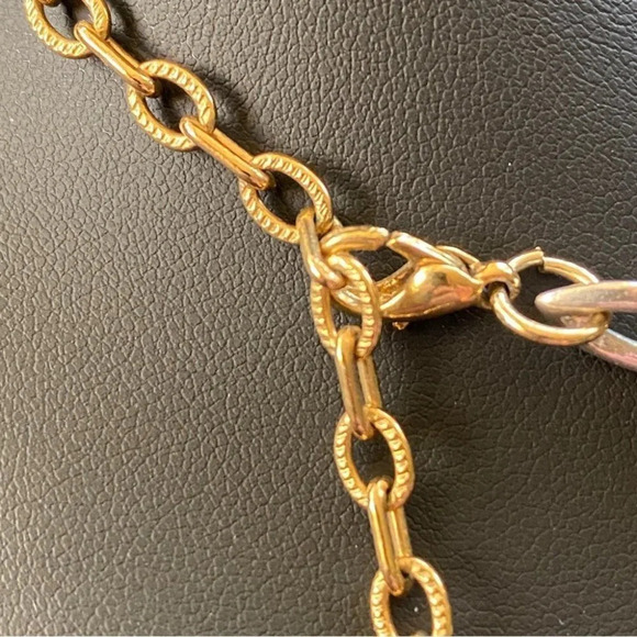 Two Tone Gold and Silver Brutalist Geometric Necklace - Picture 6 of 11